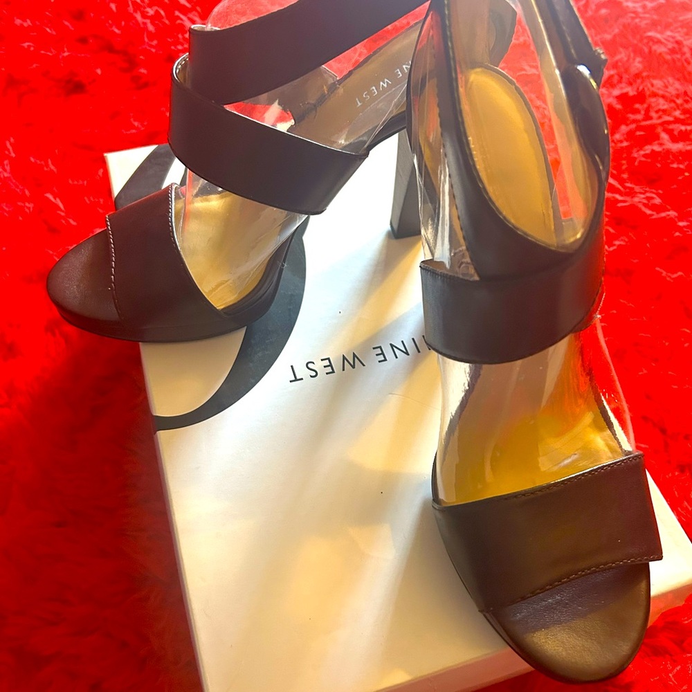 Nine West Brown Strappy Heels